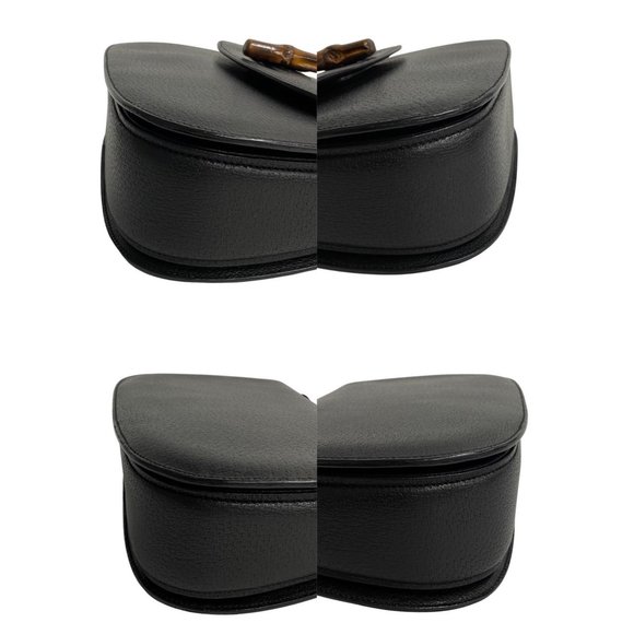 GUCCI Old Gucci Bamboo Turnlock Leather Handbag Black 33909 - Picture 7 of 8